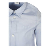 Boss Camicia Manica Lunga Tinta Unita con Logo per Bambino J52009 AZZURRO BOSS 