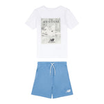 New Balance Completo 2 Pezzi T-Shirt-Bermuda Bicolore per Bambino LAKB0133X BIANCO/AZZURRO NEW BALANCE 