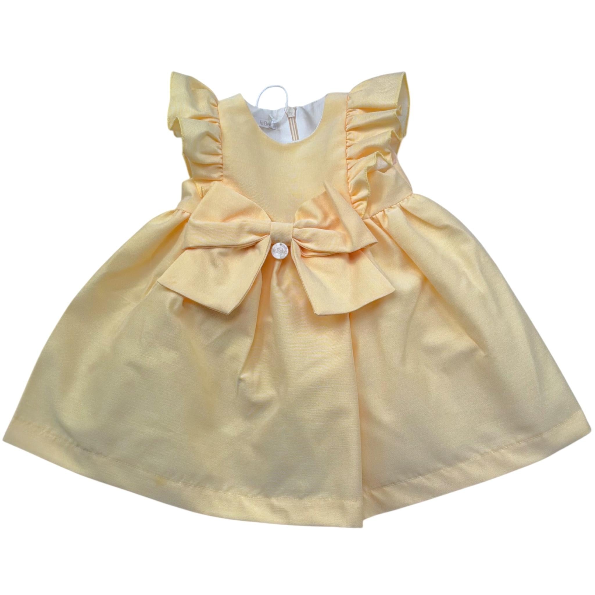 Le Bebe' Abito Tinta Unita con Fiocco per Neonata LBG6397 GIALLO LE BEBE' 