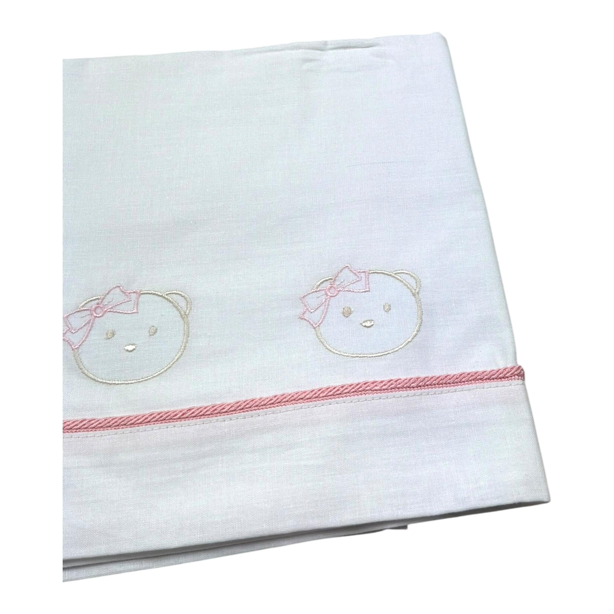 Isabel & Martinez Lenzuola Tinta Unita con Ricami per Neonata IM25N448 BIANCO ISABEL & MARTINEZ 