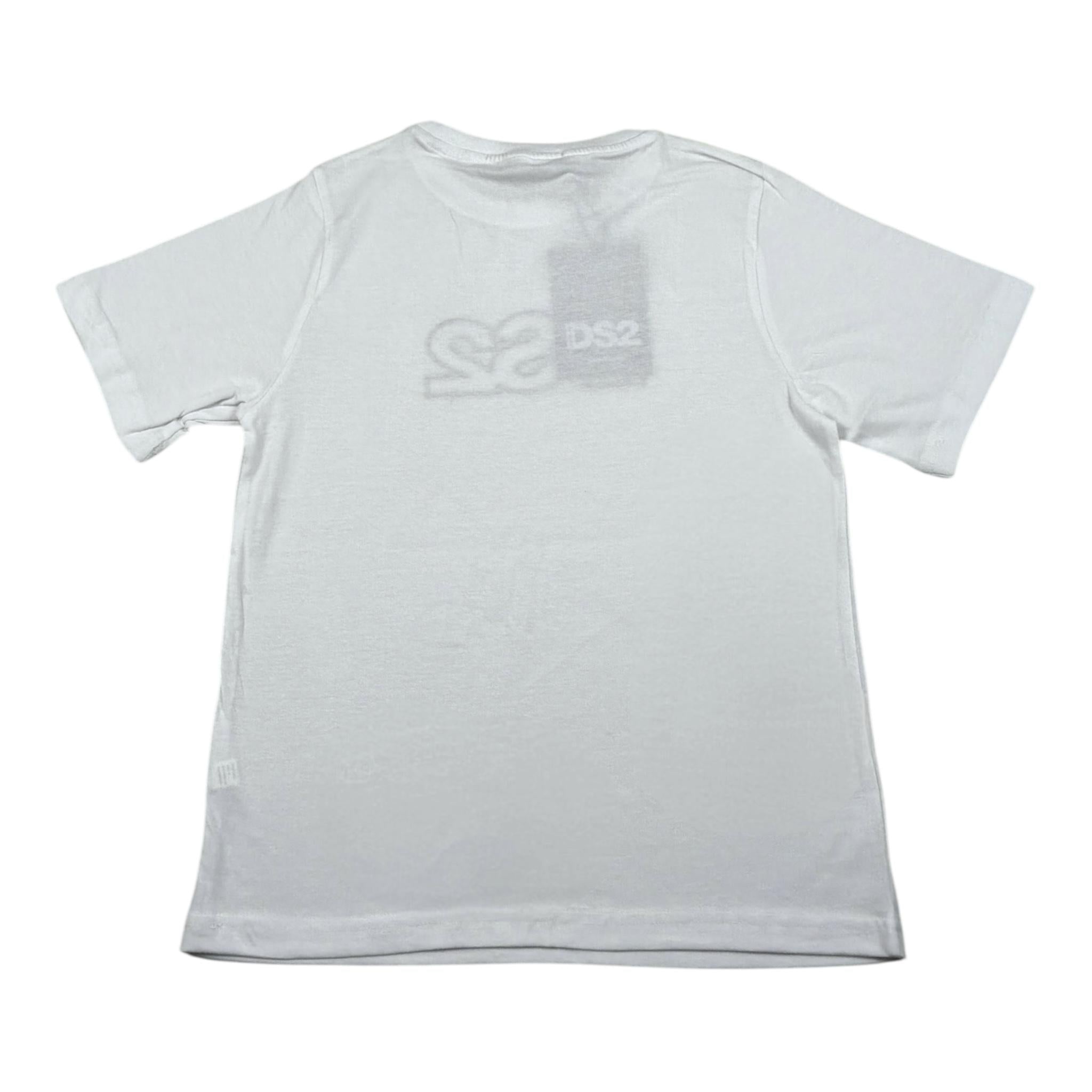 Dropseason2 T-Shirt Girocollo Tinta Unita con Stampa per Bambino SS25KB209 BIANCO DROPSEASON2 