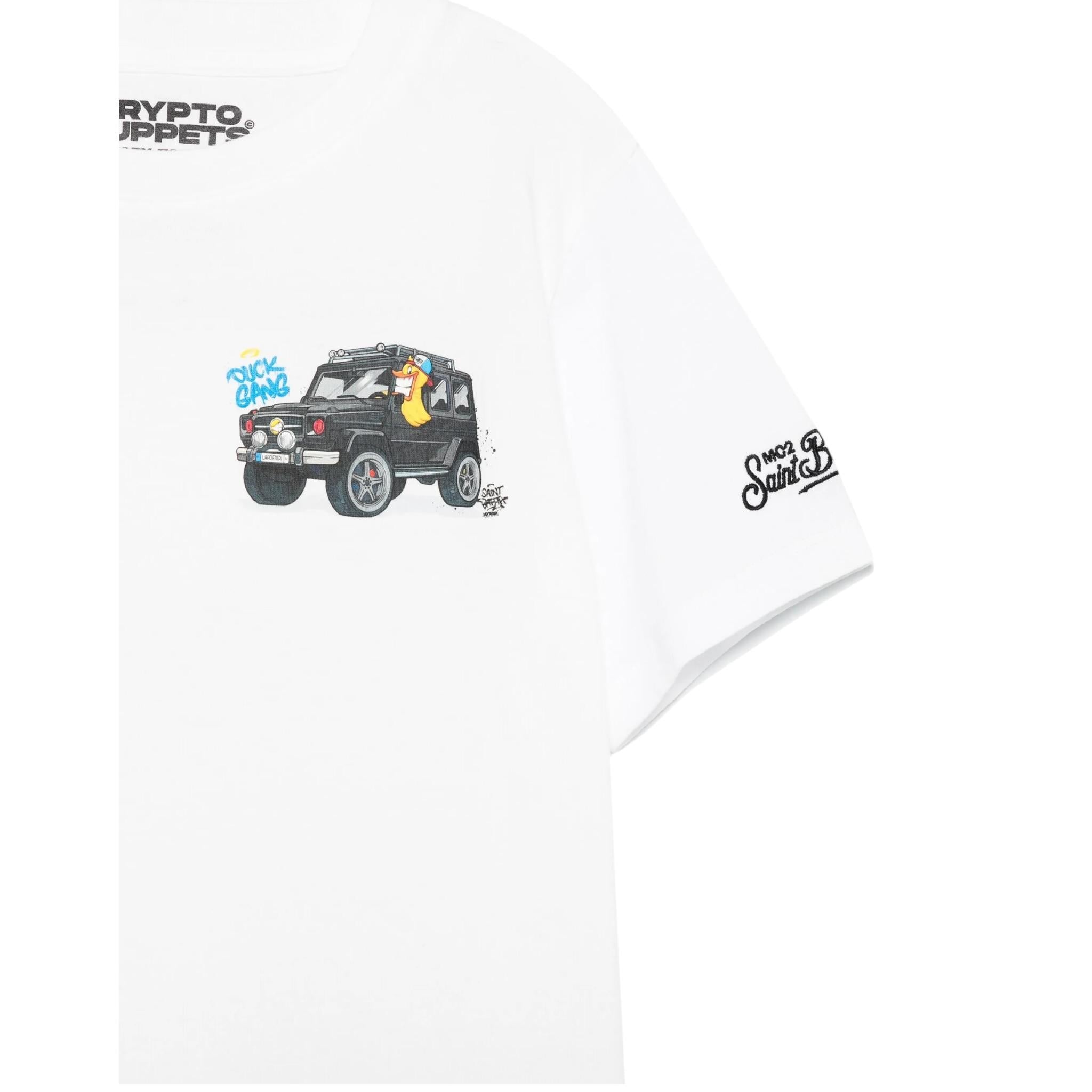 Saint Barth T-Shirt Girocollo Tinta Unita con Stampa per Neonato CPTGANN BIANCO SAINT BARTH 