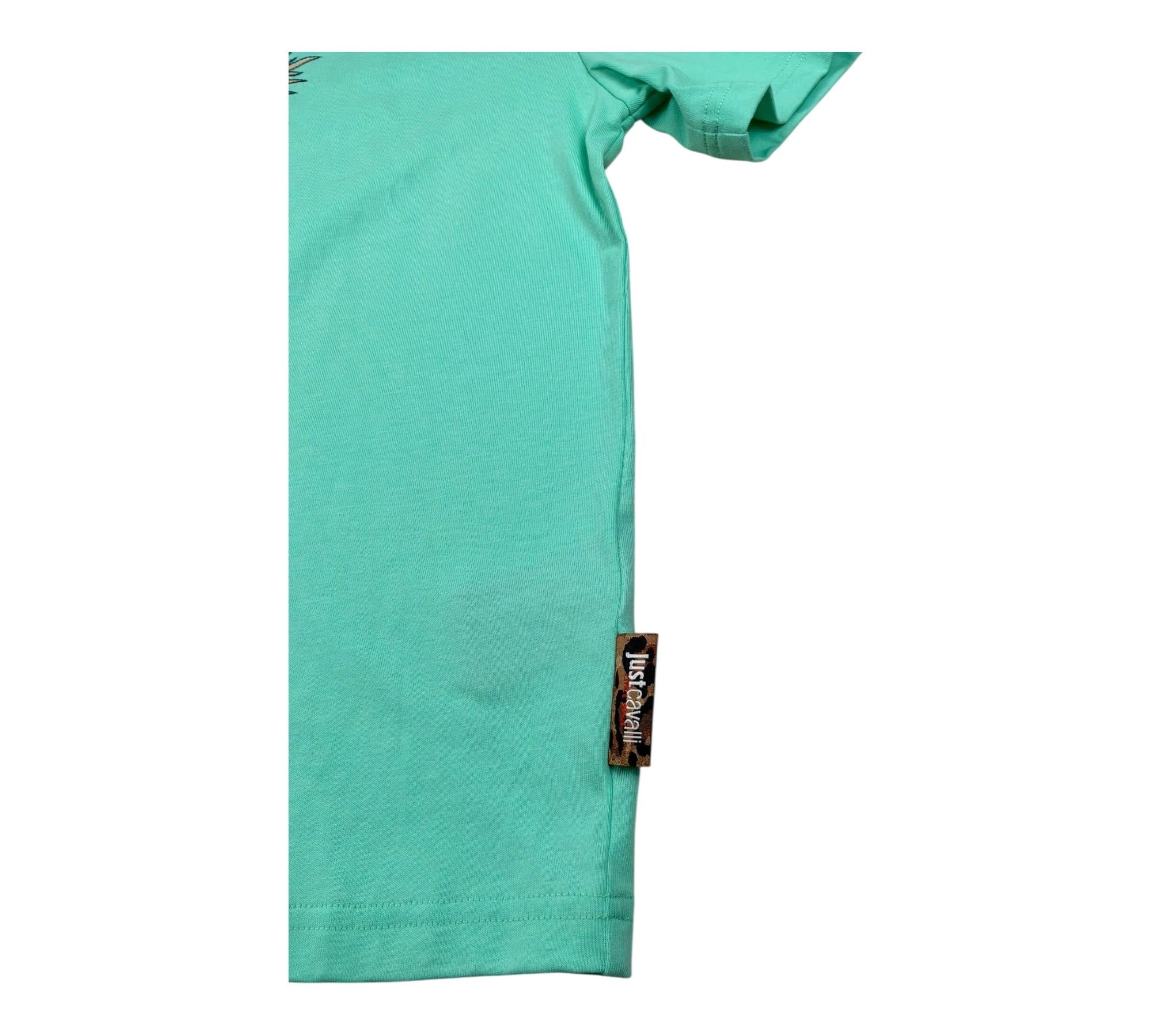 Just Cavalli T-Shirt Girocollo Tinta Unita con Stampa per Bambino JBP26086CJ VRDE ACQUA JUST CAVALLI 