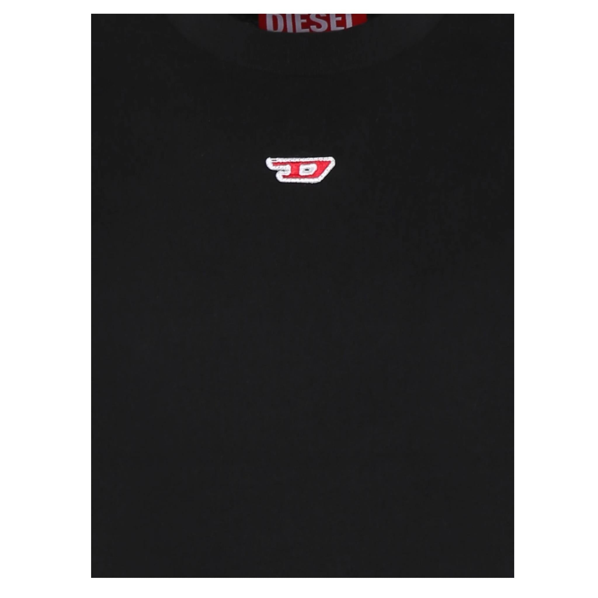 Diesel T-Shirt Girocollo Tinta Unita con Stampa per Bambino J02237XX NERO DIESEL 