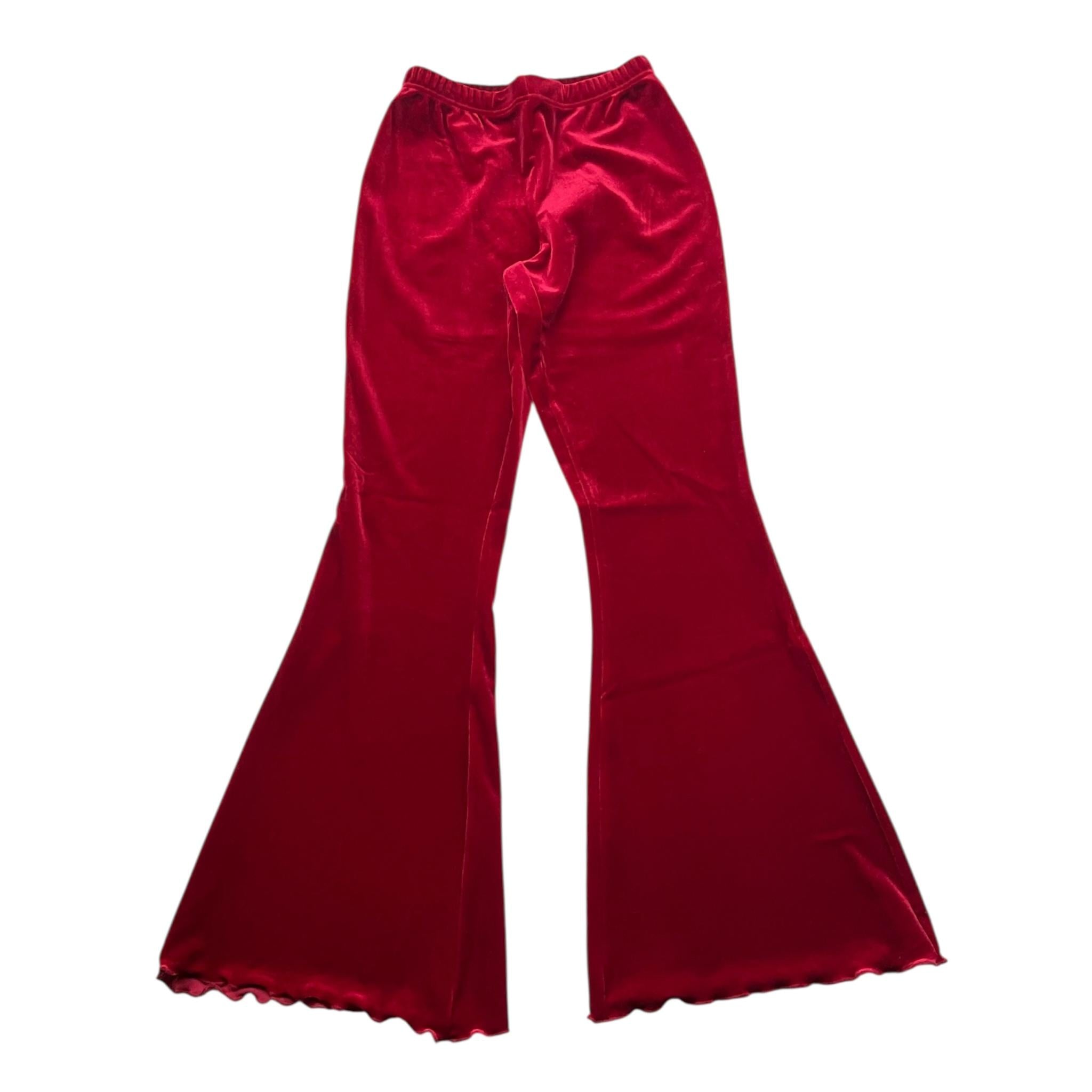 LA STUPENDERIA pantalone tinta unita modello zampa in velluto Rosso per Bambina TJPN46 ROSSO LA STUPENDERIA 