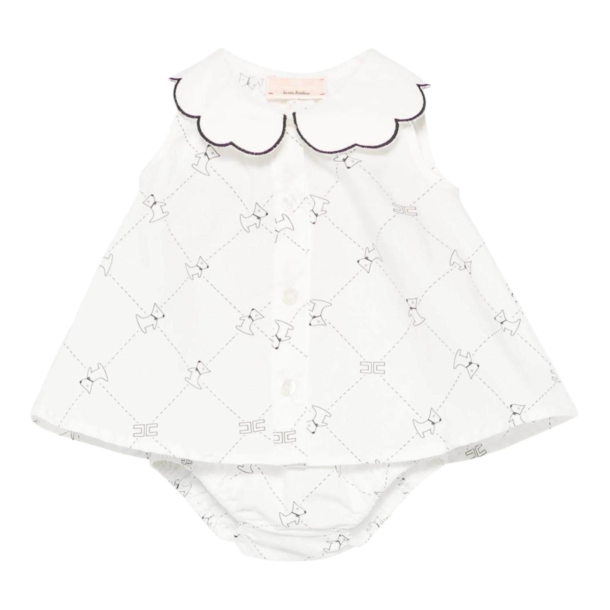 Elisabetta Franchi Completo 2 Pezzi Camicia-Coulotte Tubta Unita con Stampa per Neonata ENCD096 BIANCO ELISABETTA FRANCHI 