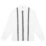 Vicolo Camicia Manica Lunga Tinta Unita Con Ricami In Contrasto Bianco Per Bambina