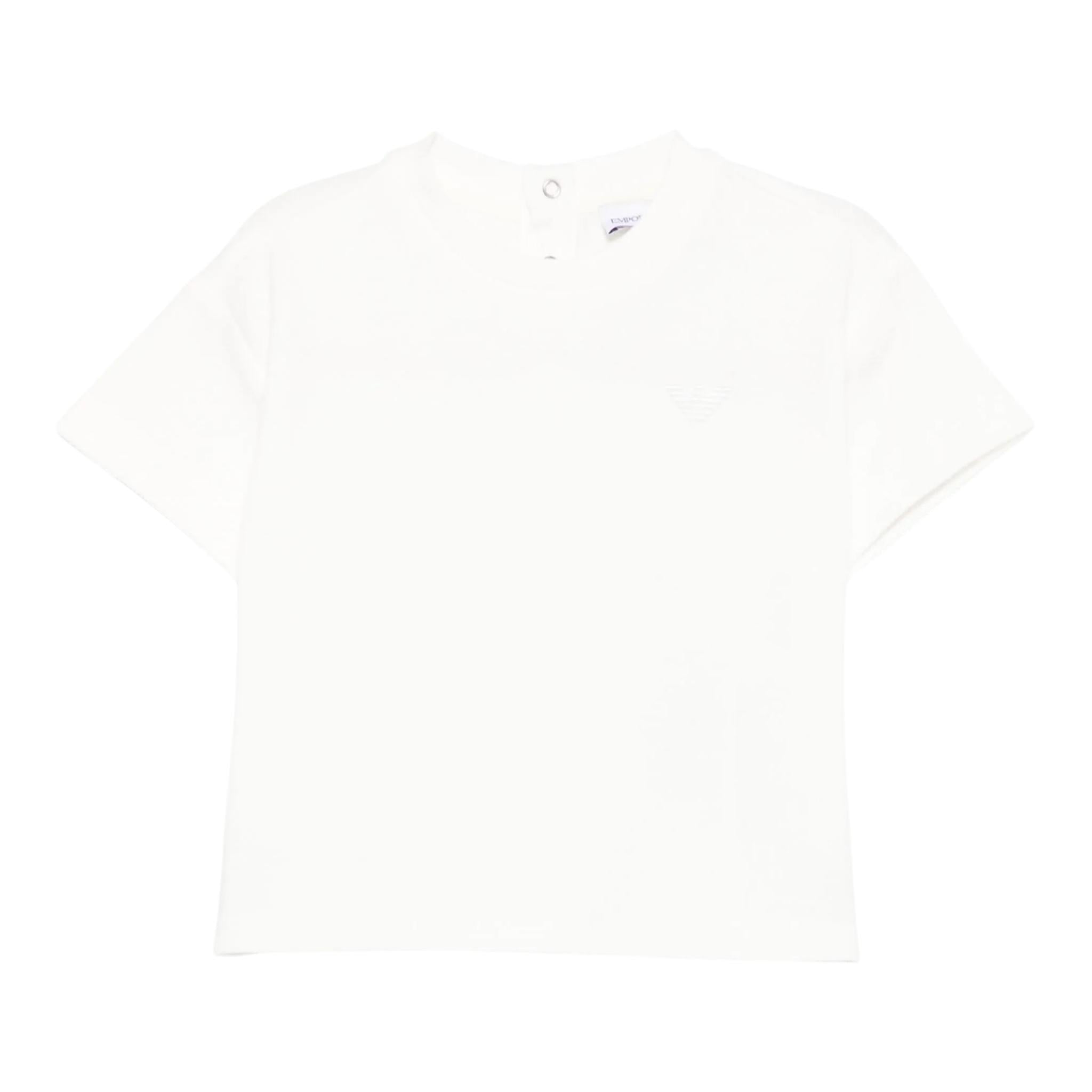 Emporio Armani T-Shirt Girocollo Tinta Unita con Logo per Bambino EB000166 PANNA EMPORIO ARMANI 