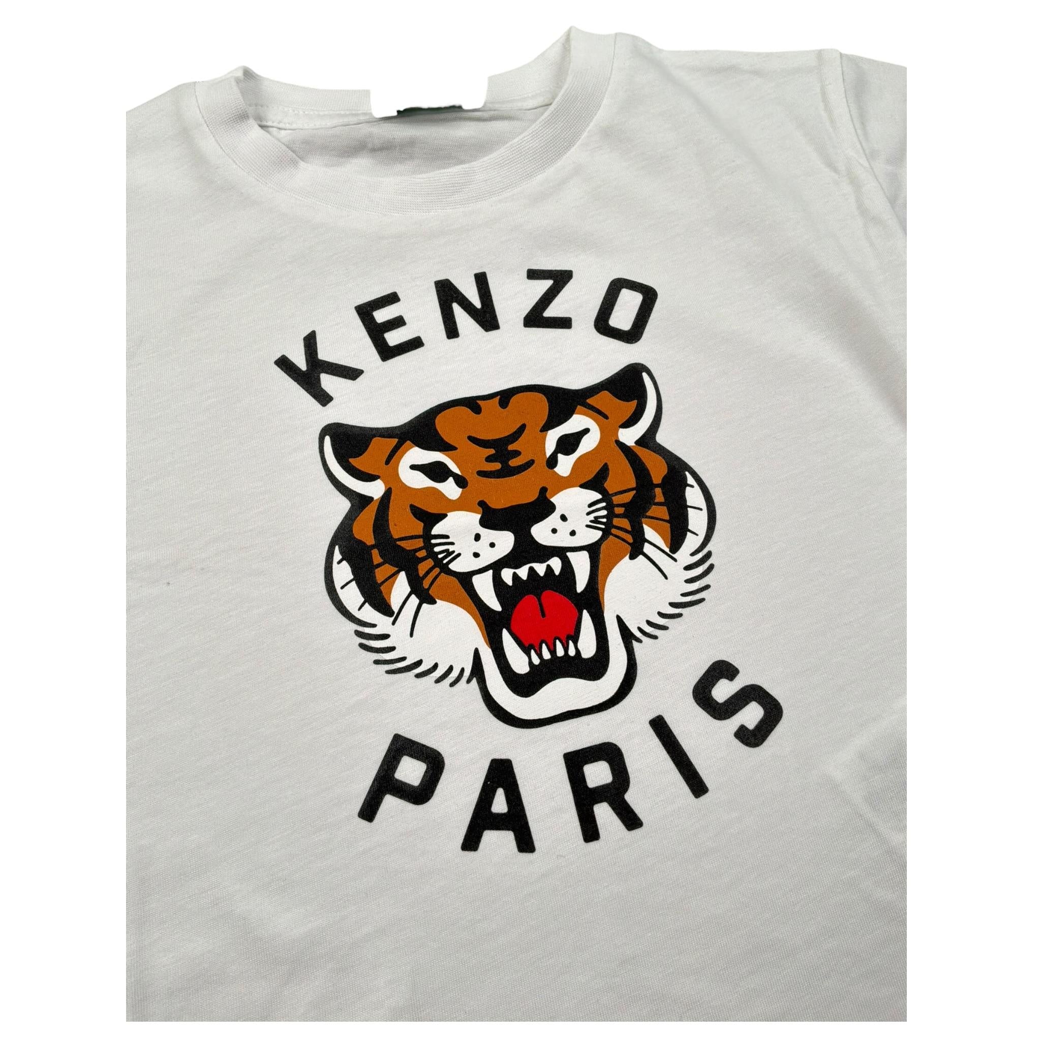 Kenzo T-Shirt Girocollo Tinta Unita con Stampe per Bambina K61137X BIANCO KENZO 