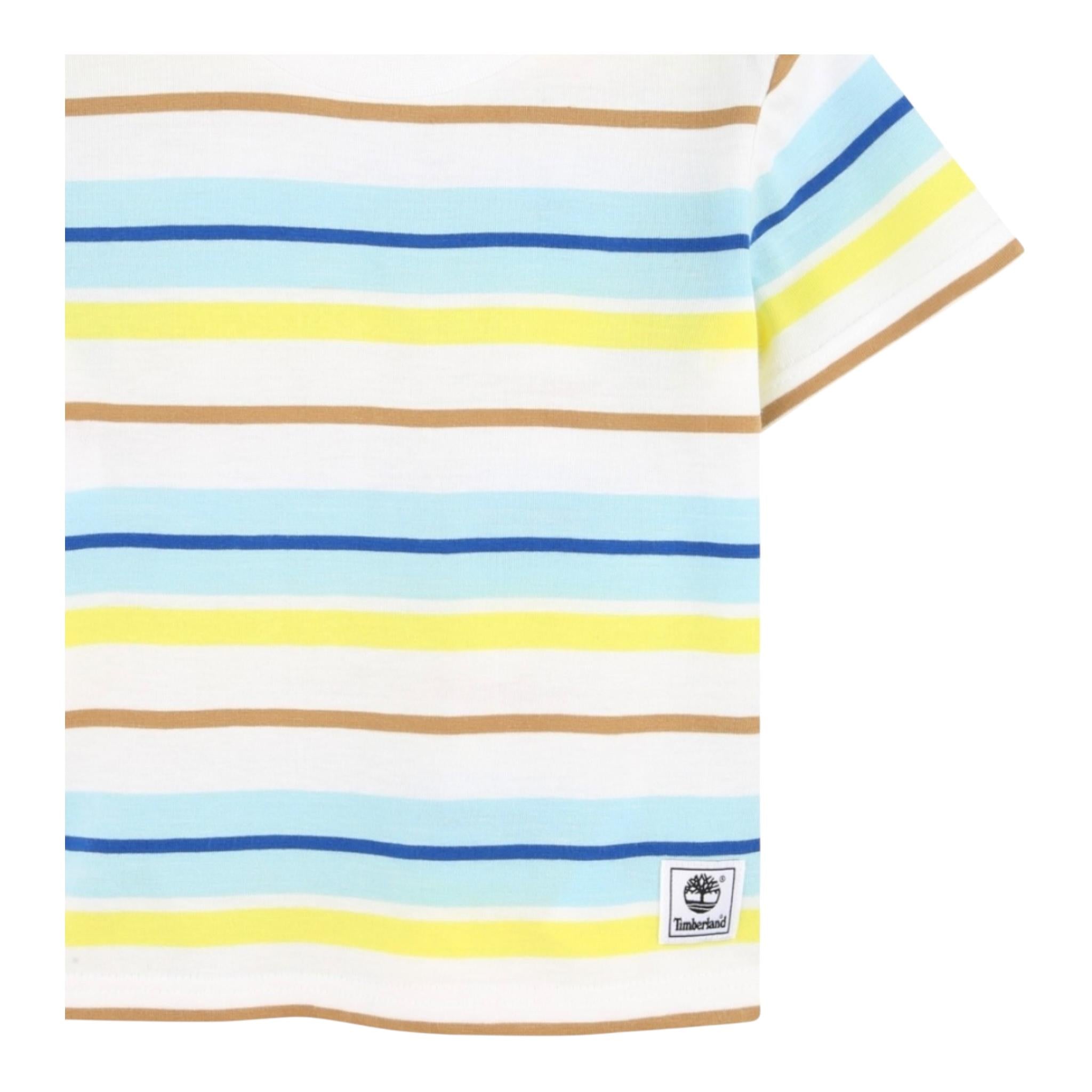 Timberland T-Shirt Tinta Unita con Fantasia A Righe per Bambino T60513 BIANCO TIMBERLAND 
