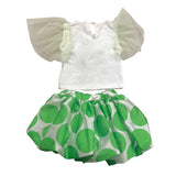 Miss Grant Completo Top Con Tulle-Gonna Bicolore Verde/Bianco Per Neonata