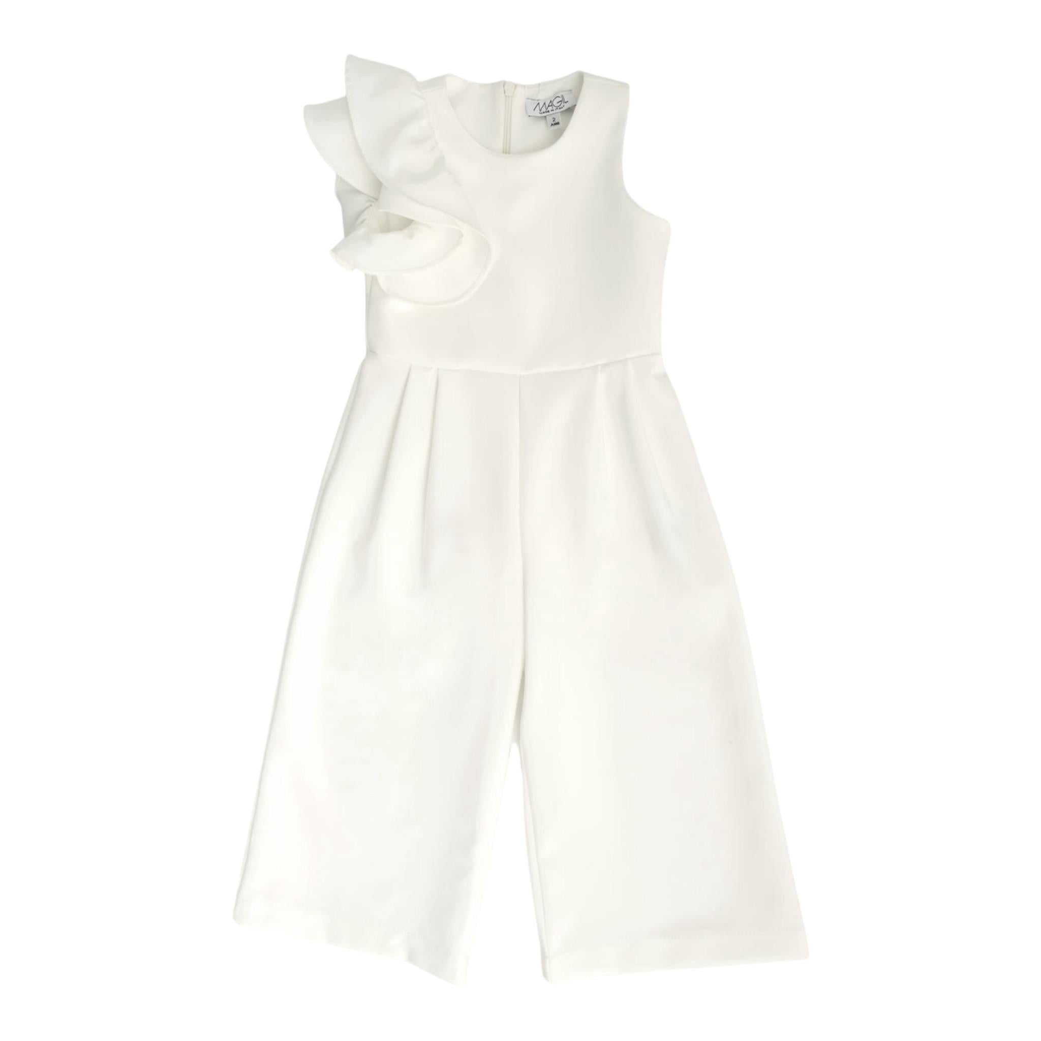 Magil Tuta Intera Tinta Unita Giromanica per Bambina HN28039 BIANCO MAGIL 