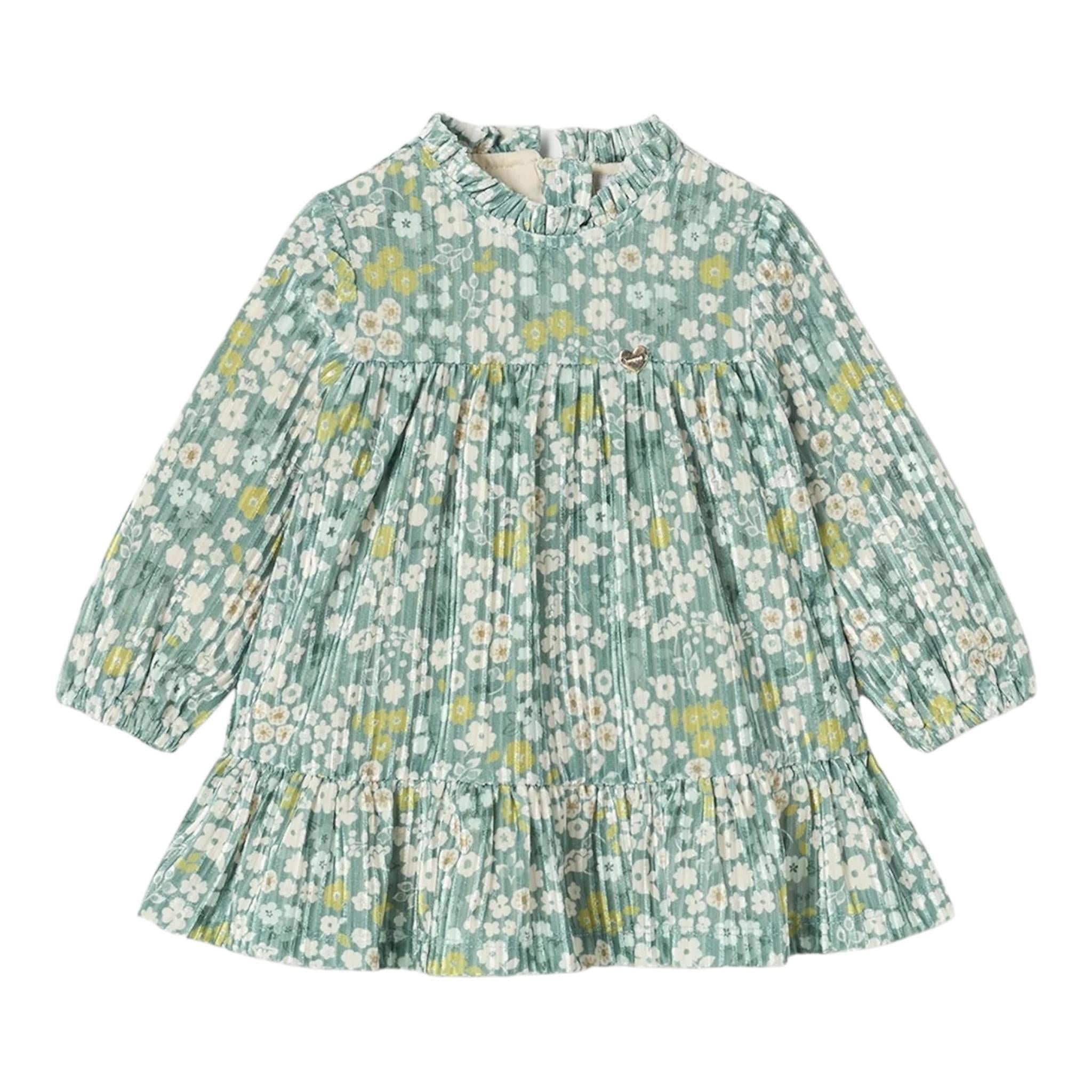 MAYORAL abito tinta unita con fantasia fiori Verde per Bambina 2923J VERDE MAYORAL 