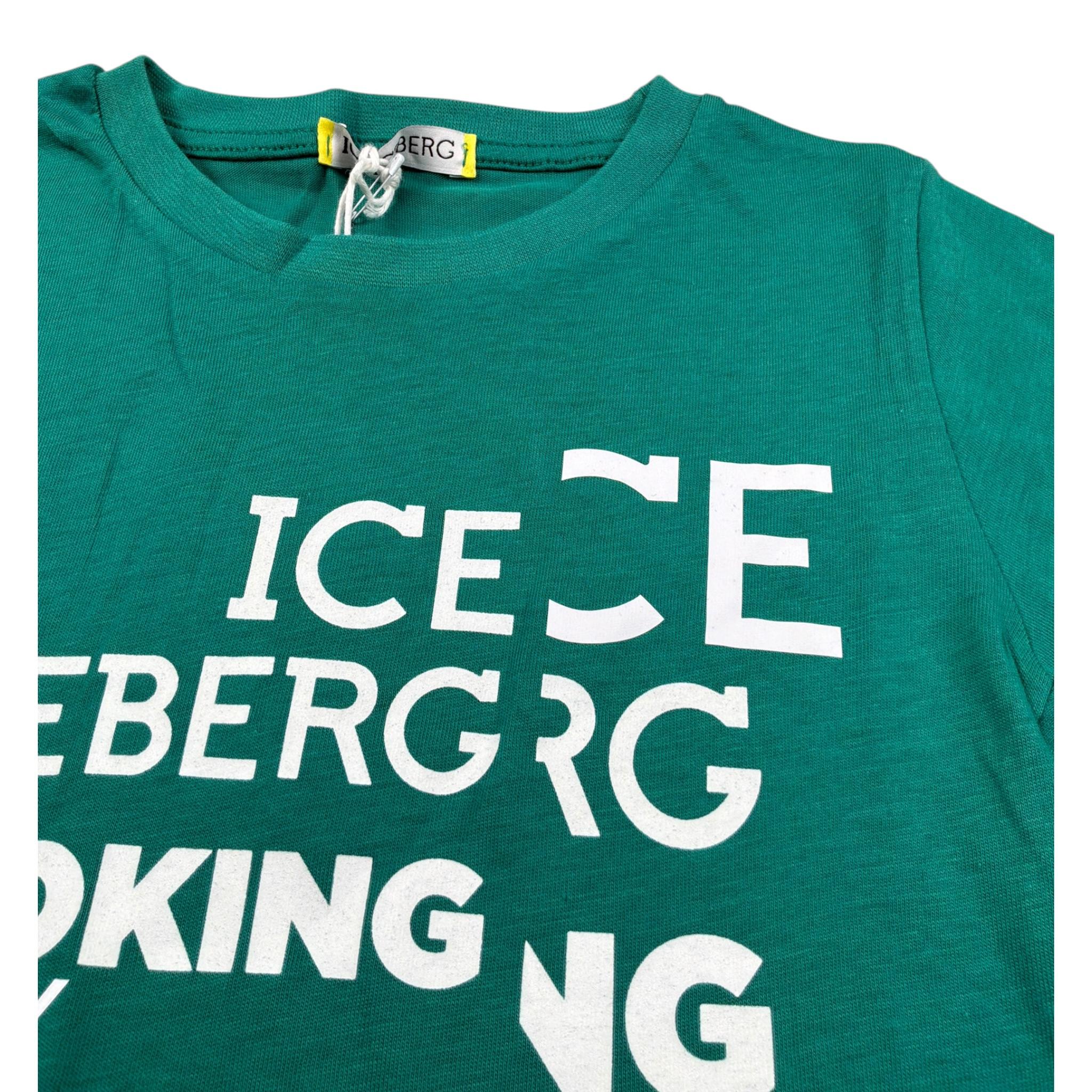 Iceberg T-Shirt Girocollo tinta unita con Logo Verde per Bambino TSICE9118J VERDE ICEBERG 