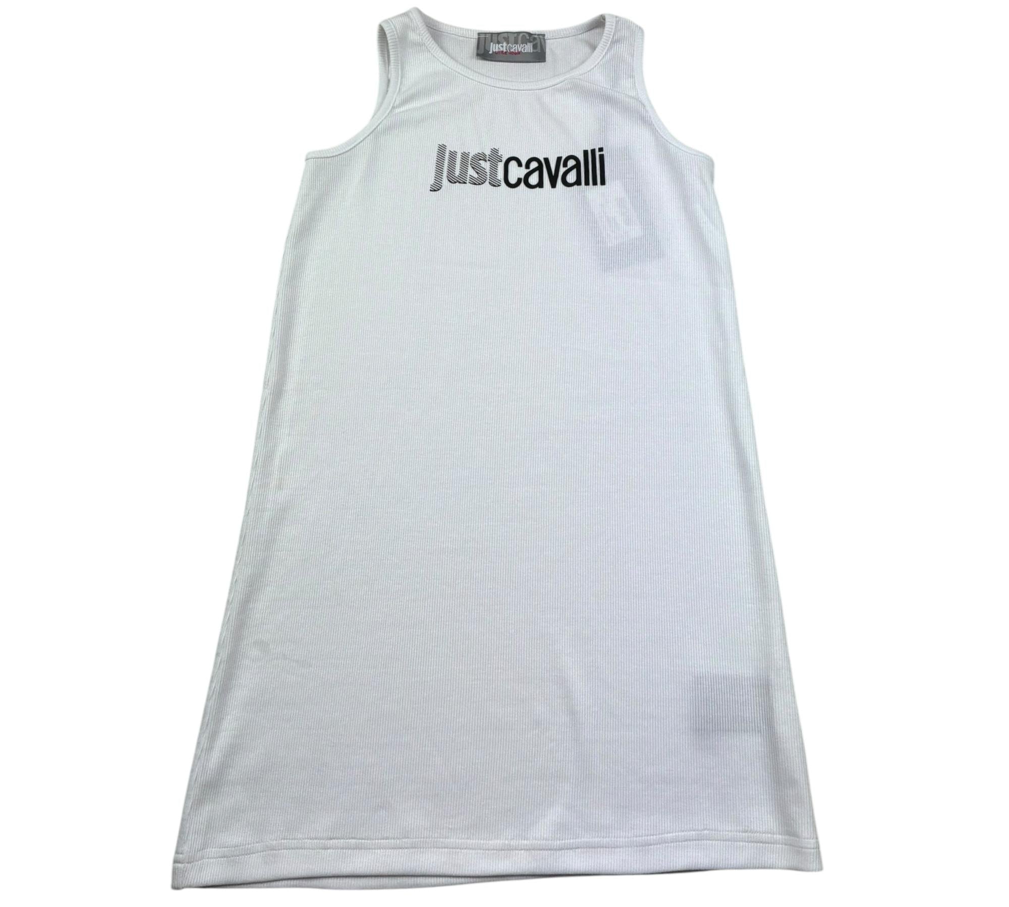 Just Cavalli Abito Giromanica Tinta Unita con Logo per Bambina JGP26007VE BIANCO JUST CAVALLI 