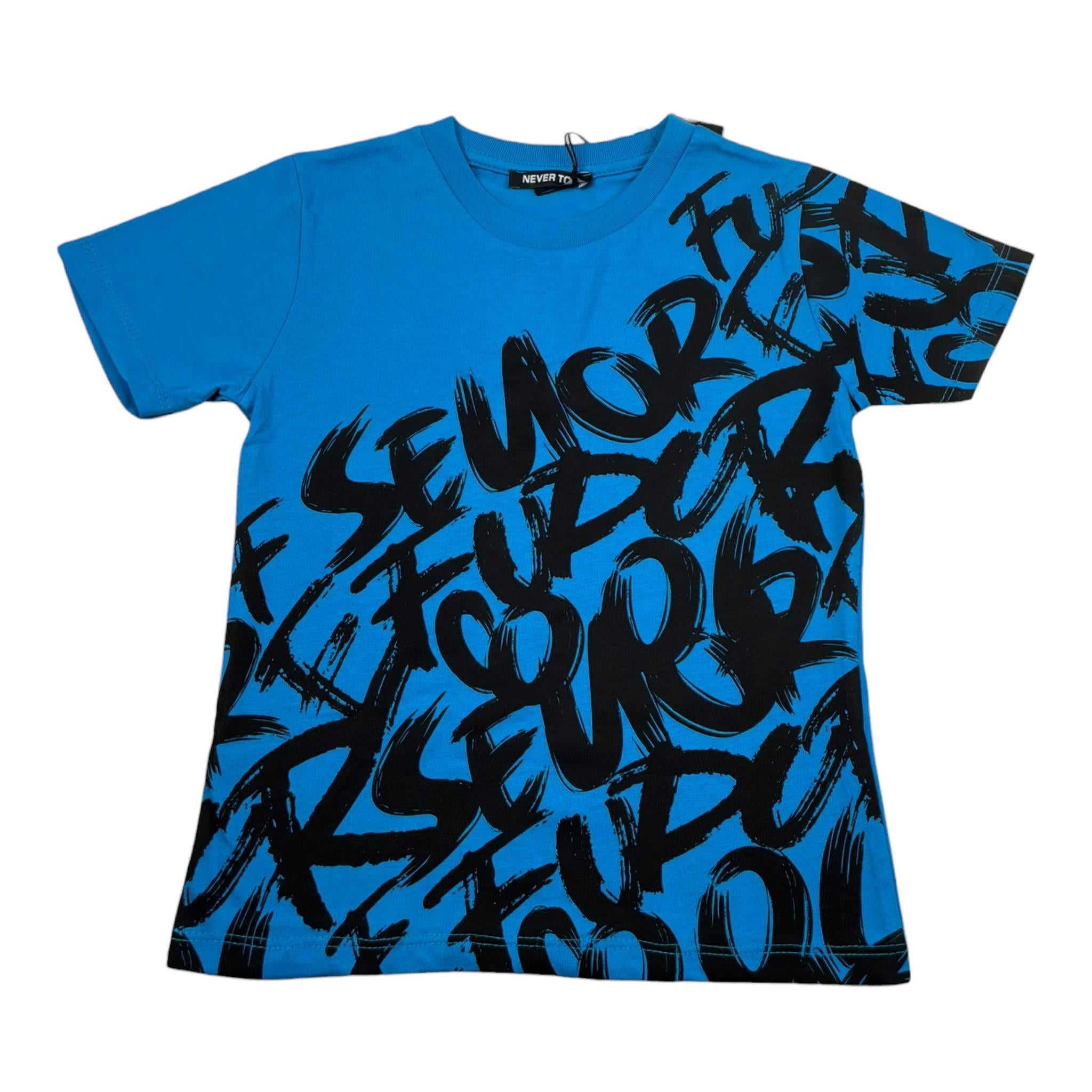 Never Too T-Shirt tinta unita con Stampa Cobalto per Bambino NT2403B COBALTO NEVER TOO 