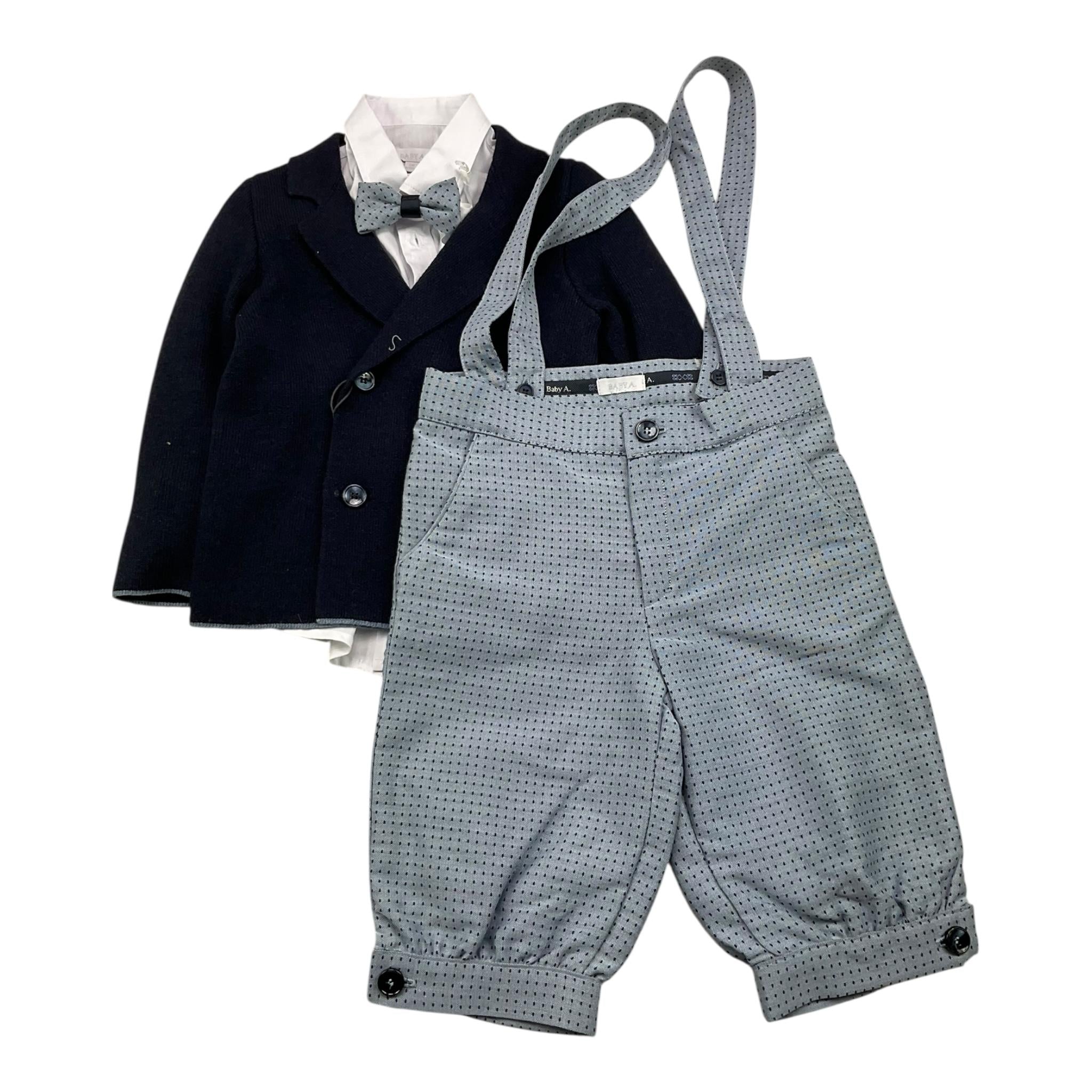 BABY A. completo 4 pezzi camicia-giacca-pantalone-papillon Blu per Neonato B2907 BLU BABY A. 
