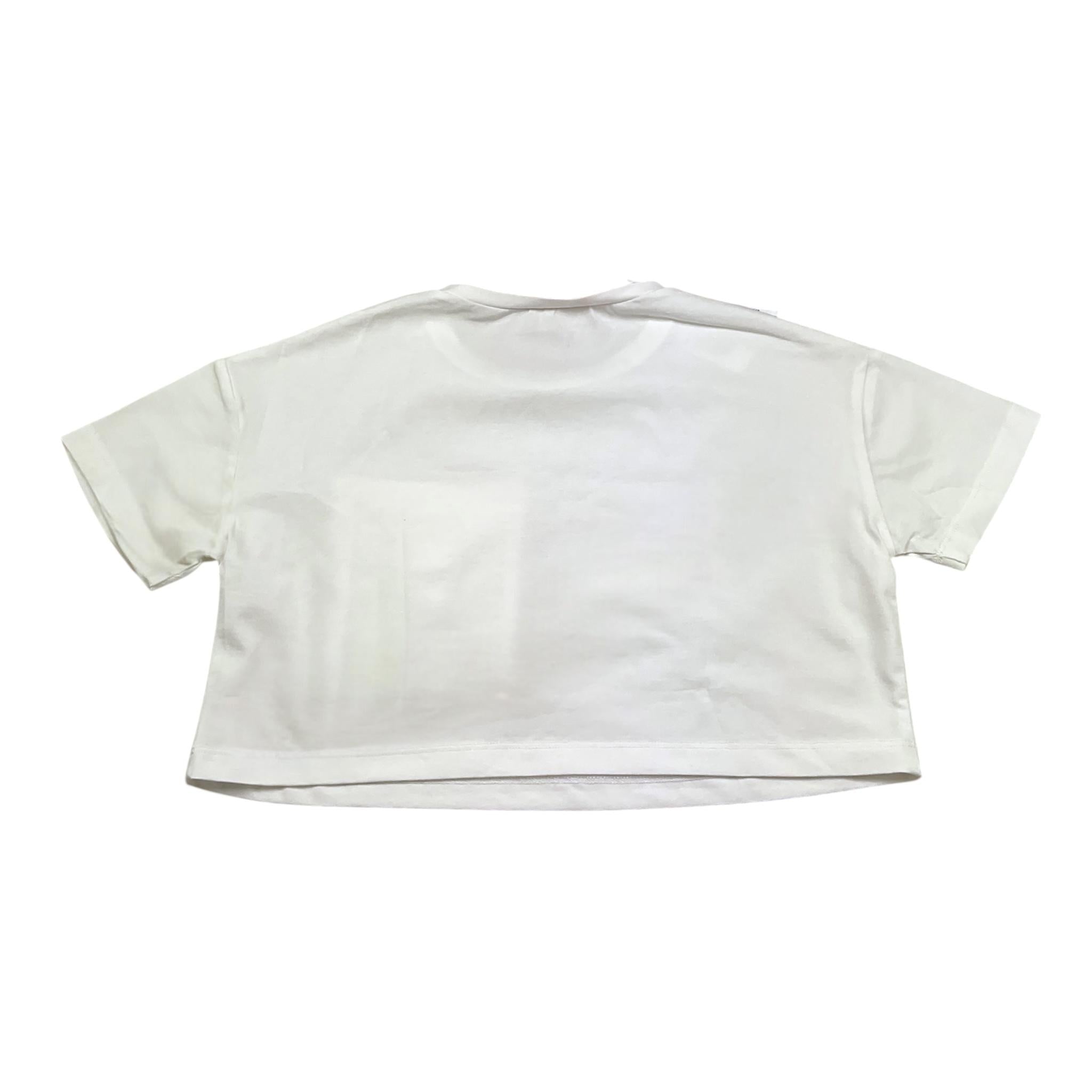 Liu Jo T-Shirt Girocollo Tinta Unita con Taschino Modello Crop per Bambina GA5016 BIANCO LIU JO 