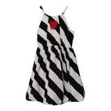 Pinko Abito Bicolore Con Bretelle E Fantasia A Righe Bianco/Nero Per Bambina