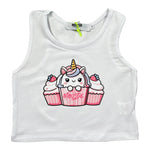 Mousse Canotta Tinta Unita con Stampa per Bambina UNILEOOOJ BIANCO MOUSSE 