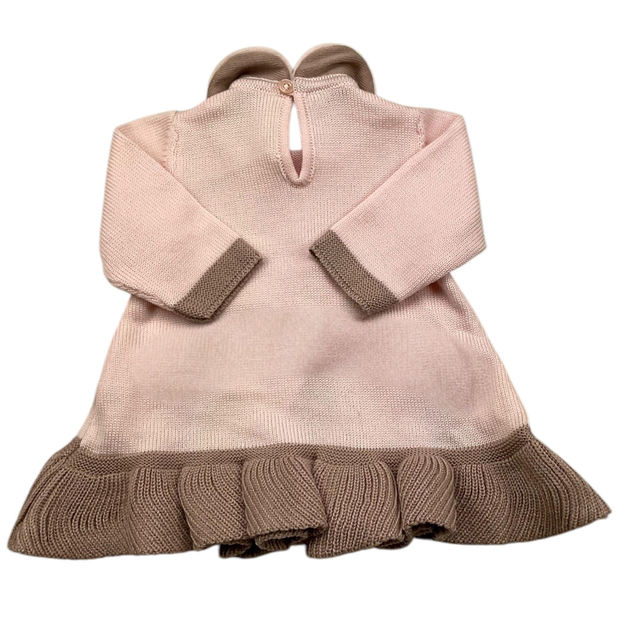 COLORI CHIARI abito manica lunga tinta unita con ricami in contrasto Rosa per Neonata FF107787 ROSA COLORI CHIARI 