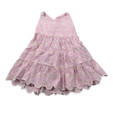 M+E' Abito Tinta Unita In Pizzo Sangallo per Bambina UE1784JX ROSA M+E' 