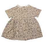 Teddy E Minou Einfarbiges Halbarmkleid Beige Fantasy Print für Baby Mädchen