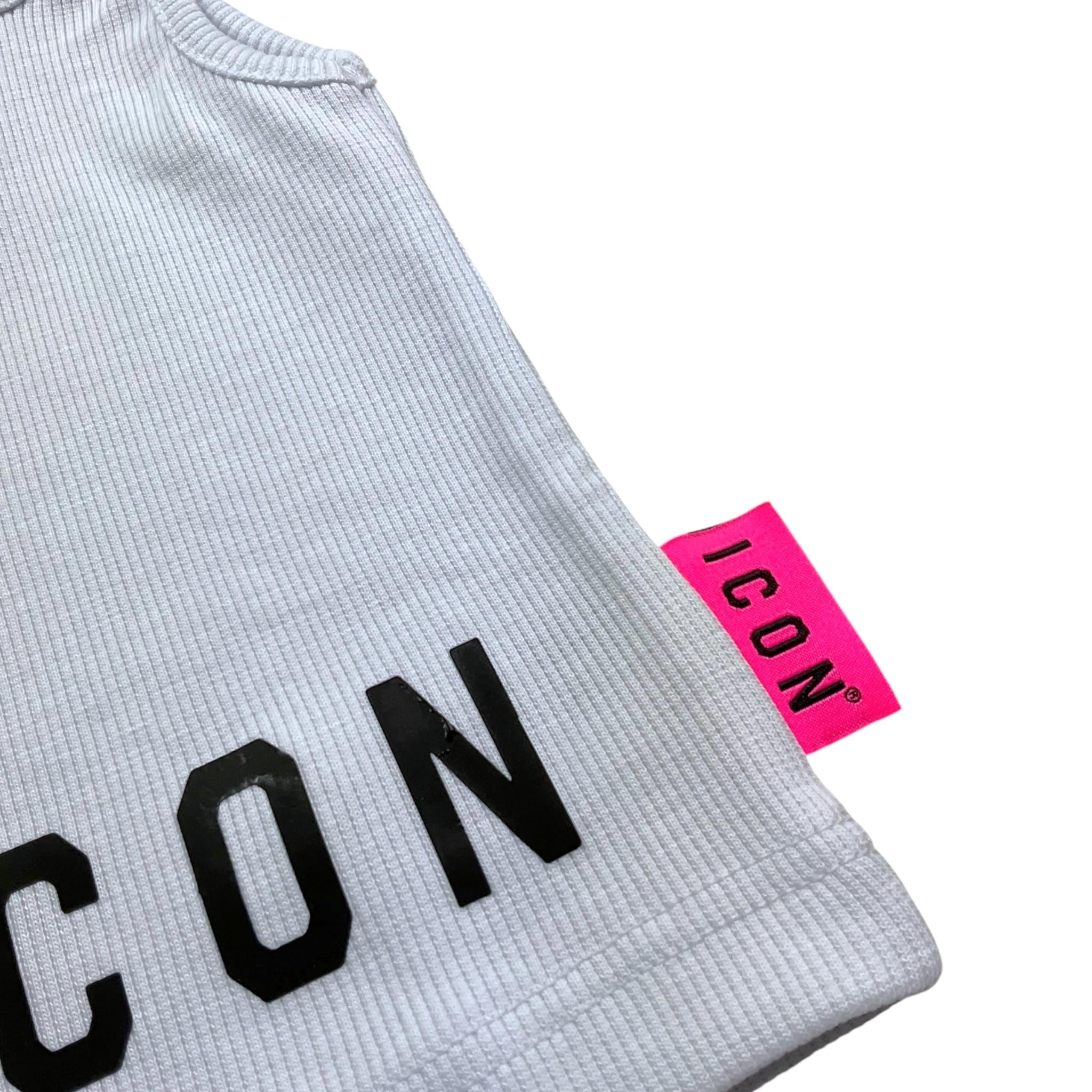 Icon Canotta Tinta Unita con Logo per Bambina IGTP00596 BIANCO ICON 