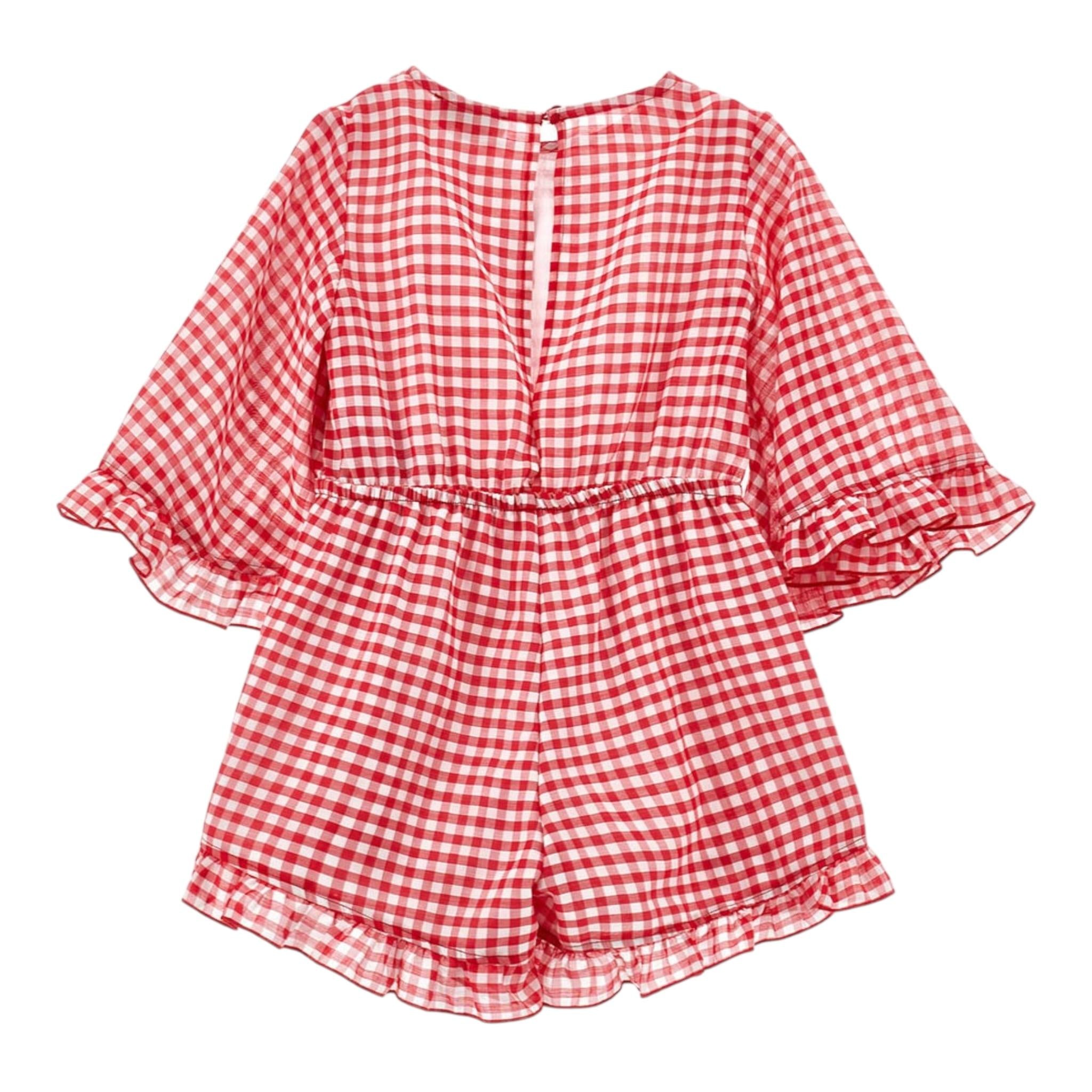 Monnalisa Tuta Intera Bicolore con Fantasia Quadri per Bambina 11E200 BIANCO/ROSSO MONNALISA 