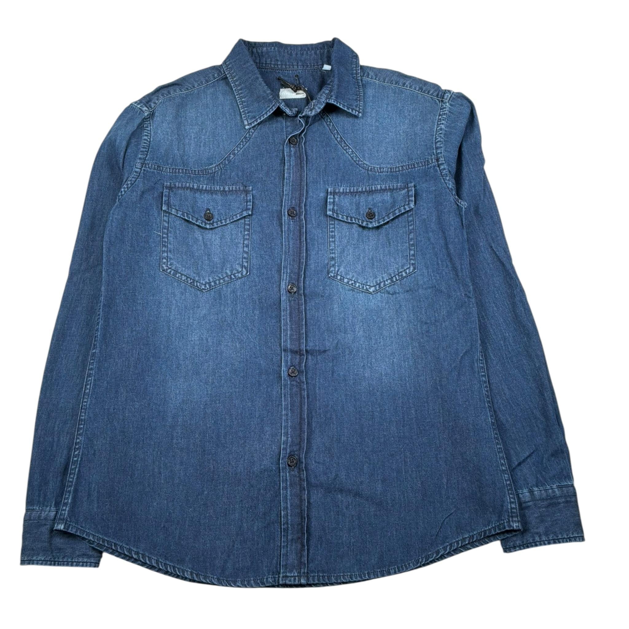 Siviglia Camicia Manica Lunga Tinta Unita In Denim per Bambino SVJSH17201 BLU SIVIGLIA 