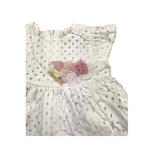 Lalalu‘ Weißes, durchbrochenes, einfarbiges Kleid mit halben Ärmeln für Babymädchen