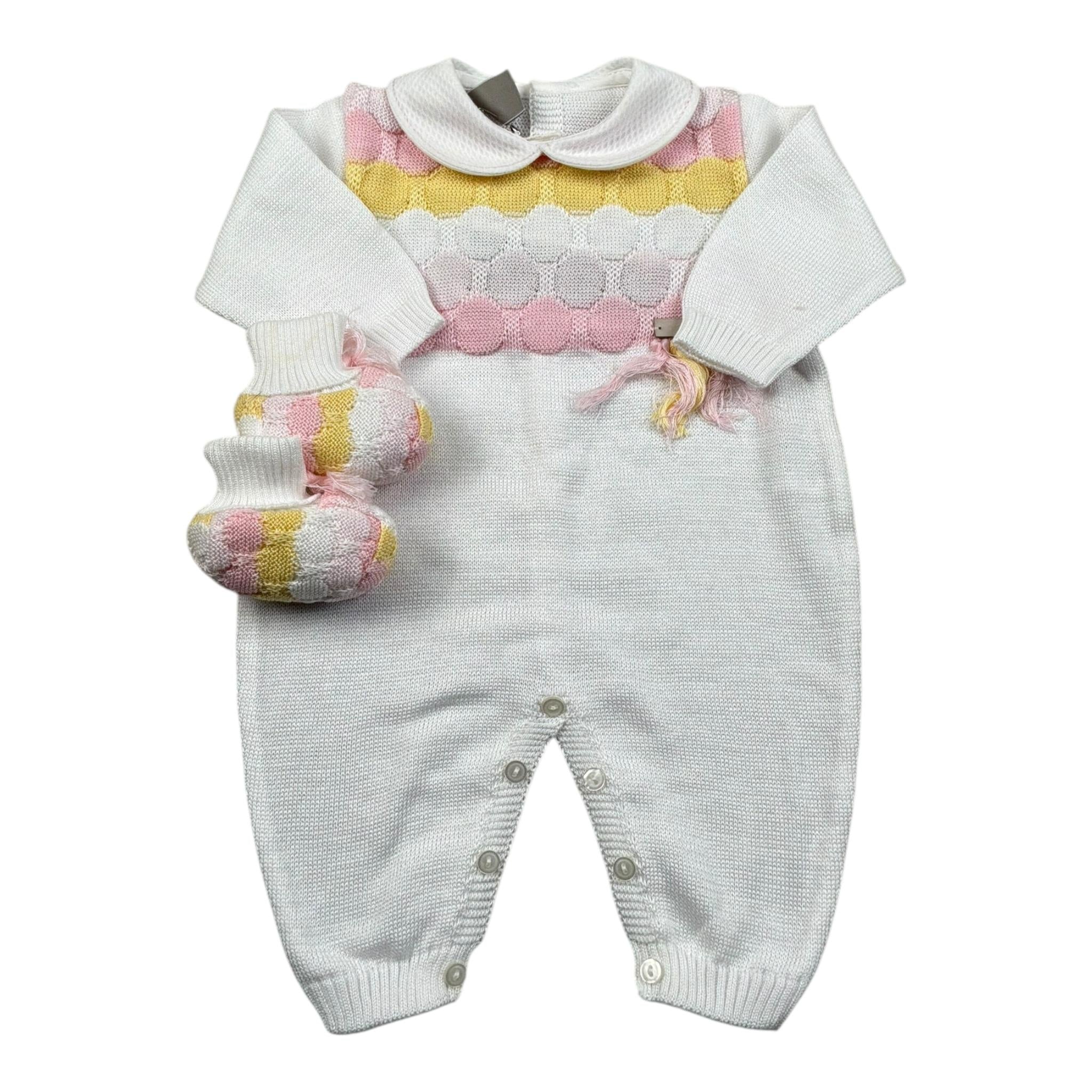 Marlu' Tutina Manica Lunga Tinta Unita con Babbucce per Neonata EL5510 BIANCO MARLU' 