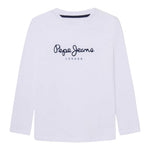 Pepe Feamo Shirt Girocollo Tinta Unita con Stampa per Bambino PB503993 BIANCO PEPE JEANS 