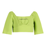 Marc Ellis Top Tinta Unita Con Elastico E Logo Verde Acido Per Bambina