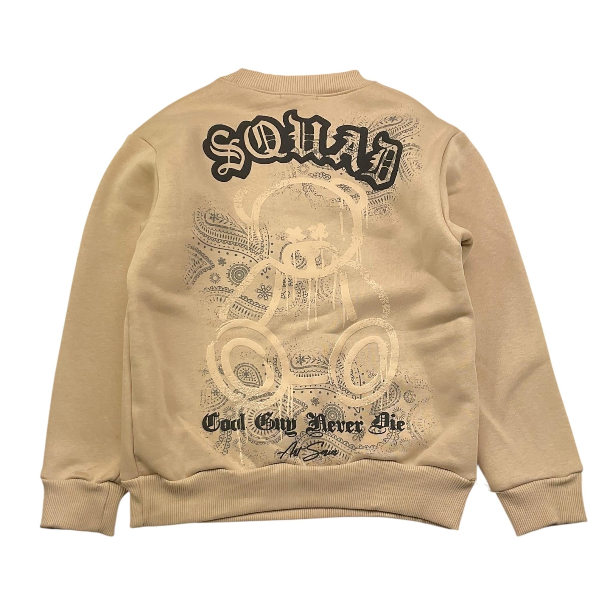 BRAND NAME felpa tinta unita girocollo con stampa Beige per Bambino BRAND3 BEIGE BRAND NAME 