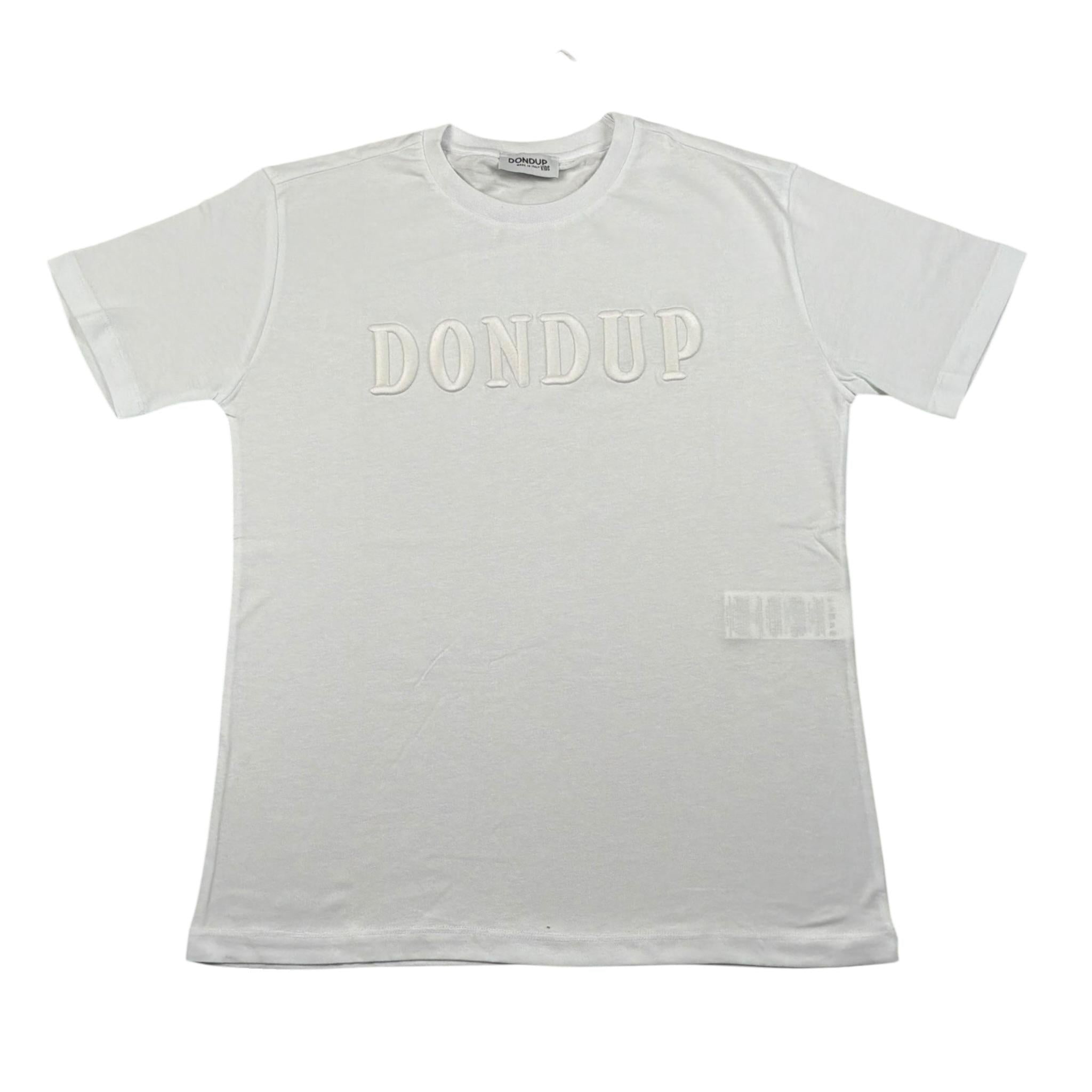 Dondup T-Shirt Girocollo Tinta Unita con Stampa per Bambina DMTS037XX BIANCO DONDUP 