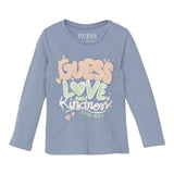 GUESS shirt girocollo tinta unita con stampa in contrasto Azzurro per Bambina K4BI06J1314 AZZURRO GUESS 