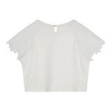 Chloe' T-Shirt Girocollo Tinta Unita Con Trafori Bianco Per Bambina