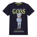 Guess T-Shirt Girocollo Tinta Unita con Stampa per Bambino L5RI17K8HM4 BLU GUESS 
