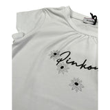 Pinko T-Shirt Girocollo tinta unita con Logo Bianco per Bambina 033294 BIANCO PINKO 
