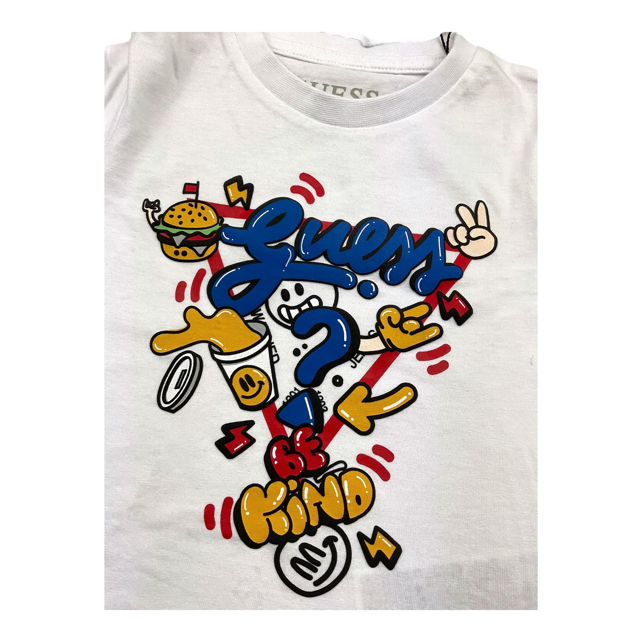 GUESS shirt girocollo tinta unita con stampa Bianco per Neonato N4YI13K8HM4NX BIANCO GUESS 