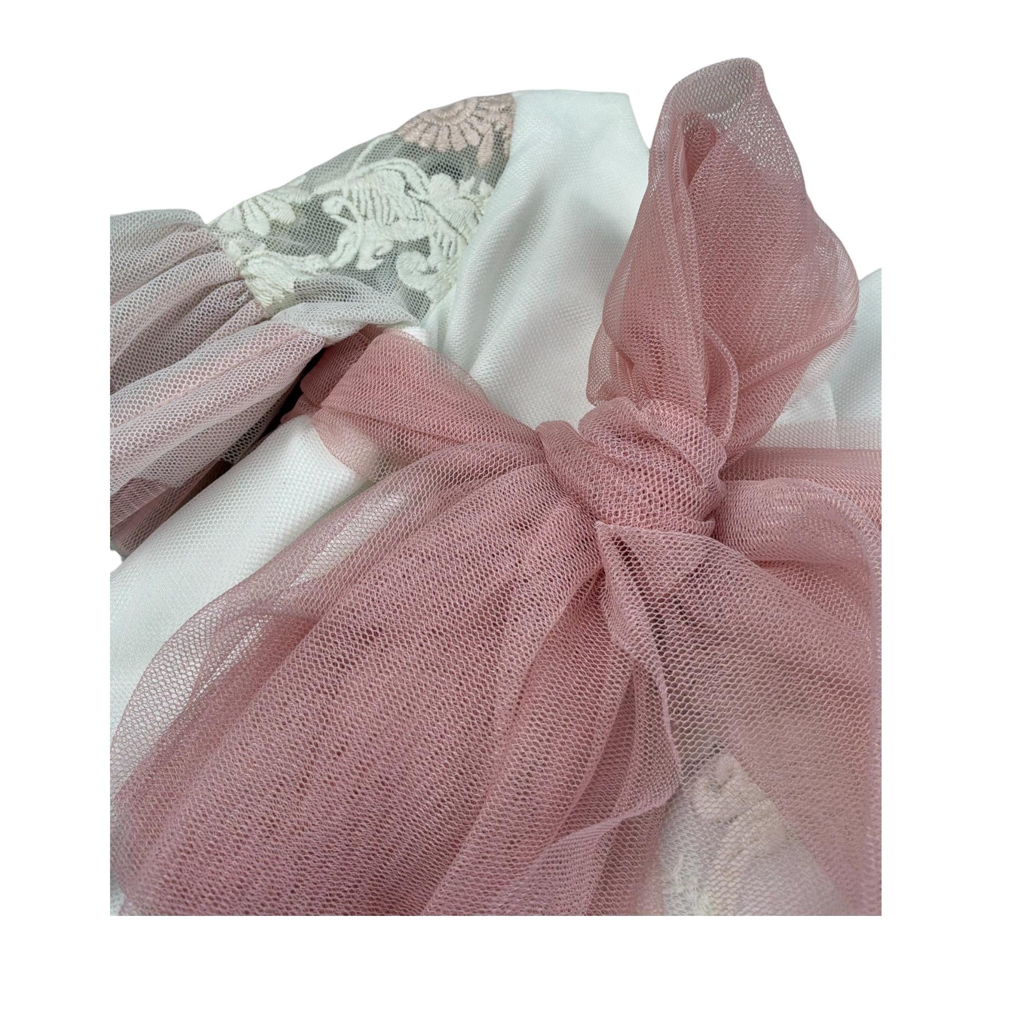 Cua-Cuak Abito Cerimonia tinta unita con Ricami Panna per Neonata 5825 PANNA CUA-CUAK 