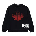 DSQUARED2 felpa chiusa girocollo tinta unita con stampa in contrasto Nero per Bambino DQ2538XX NERO DSQUARED2 