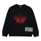 DSQUARED2 felpa chiusa girocollo tinta unita con stampa in contrasto Nero per Bambino DQ2538XX NERO DSQUARED2 