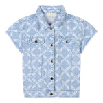 Michael Kors Abito In Denim Tinta Unita con Stampe per Bambina R30290 AZZURRO MICHAEL KORS 