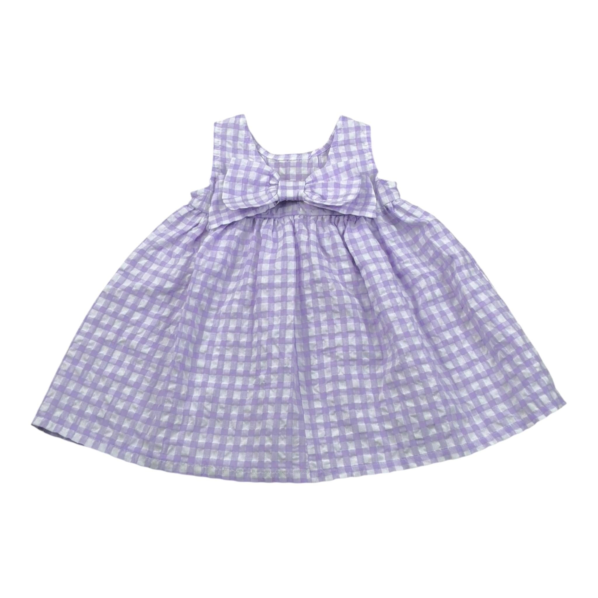 Magil Abito Bicolore con Fantasia A Quadri per Neonata HN20106N BIANCO/LILLA MAGIL 