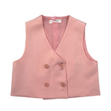 Vicolo Gilet Tinta Unita con Bottoni per Bambina 3146B00090 ROSA VICOLO 