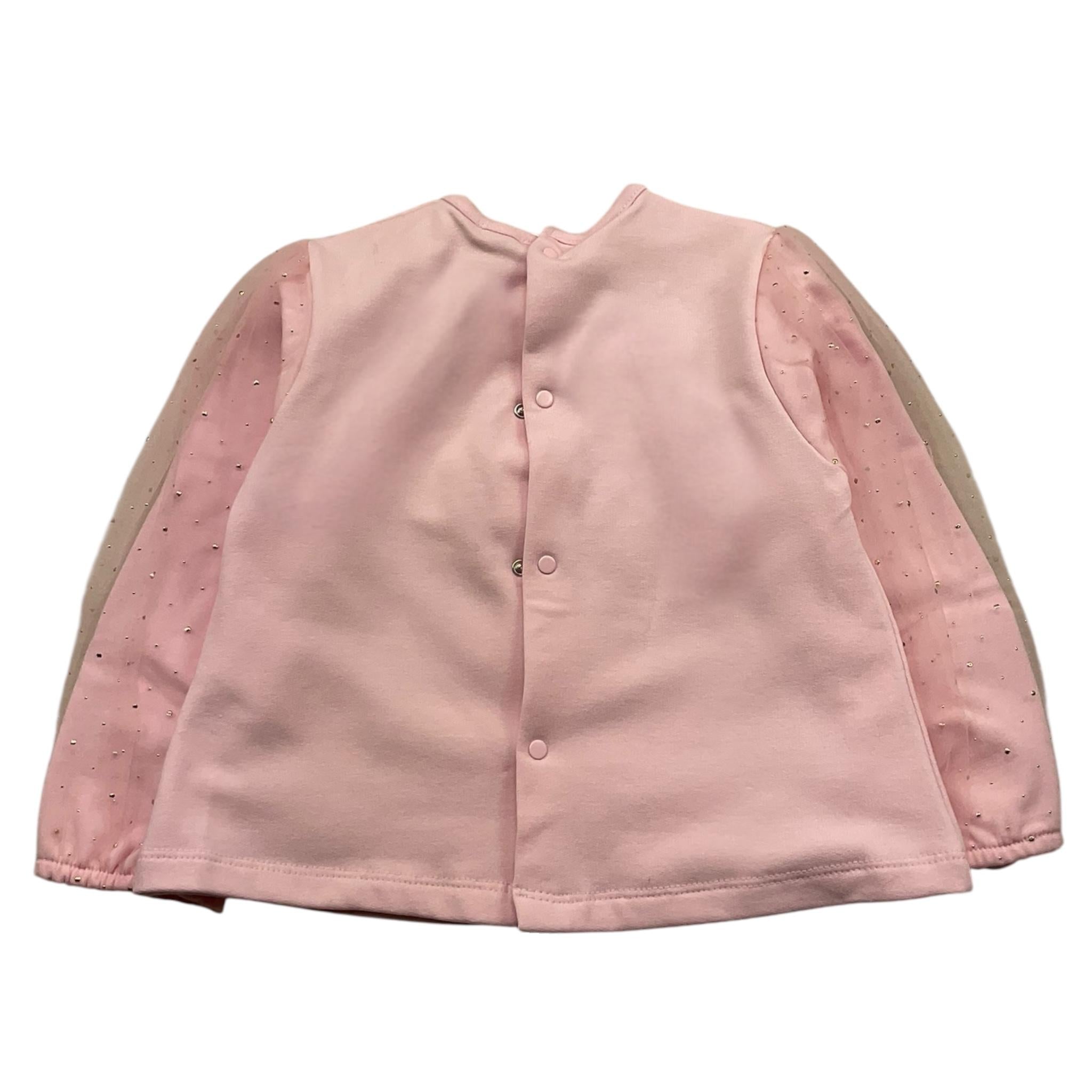 LE BEBE' felpa chiusa tinta unita con maniche in tulle Rosa per Neonata LBG5435 ROSA LE BEBE' 