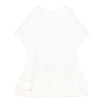 Dou Dou Abito Tinta Unita Mezza Manica con Balze per Bambina DW1A61 BIANCO DOU DOU 