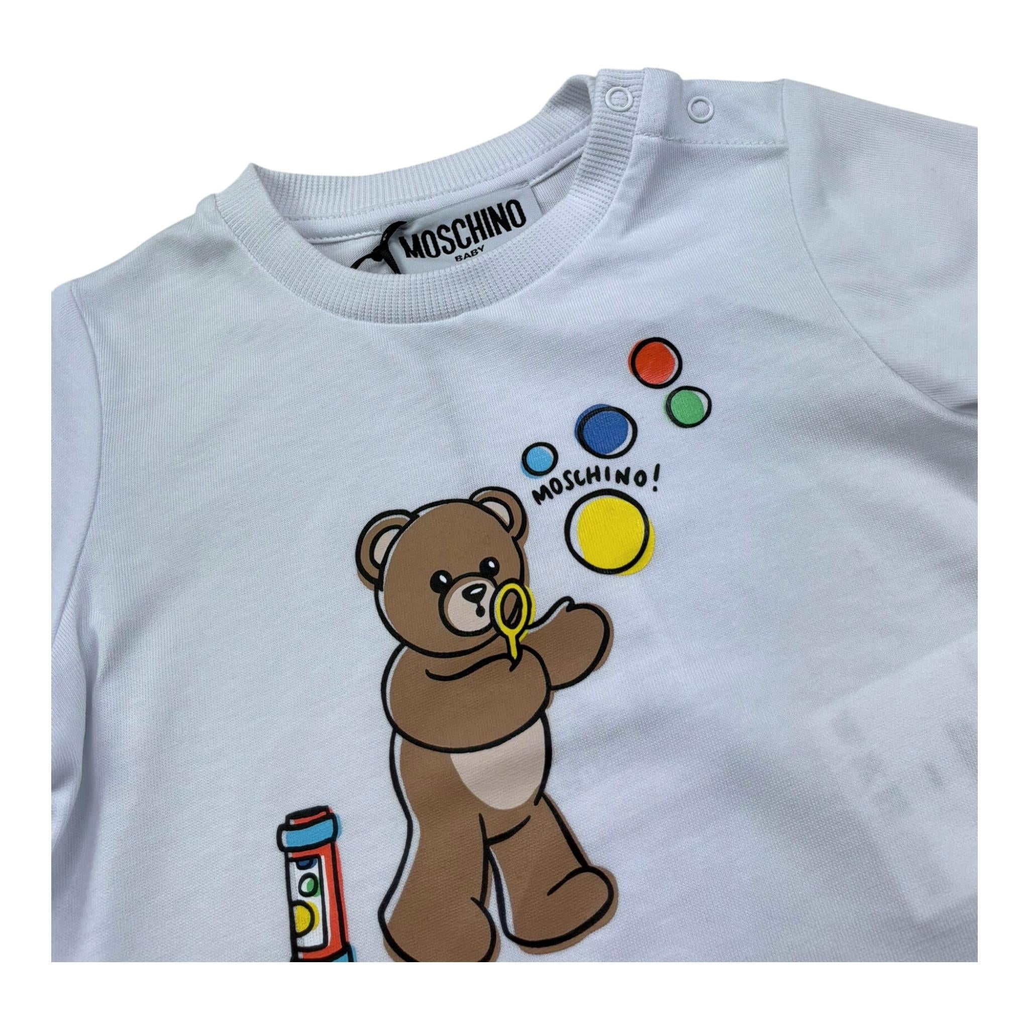 Moschino Completo 2 Pezzi T-Shirt-Bermuda Tinta Unita con Stampa per Neonato MUG01S BIANCO MOSCHINO 